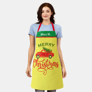 Rustikaler Rotlastwagen Weihnachtsbaum, Personalis Schürze
