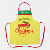 Rustikaler Rotlastwagen Weihnachtsbaum, Personalis Schürze (Vorderseite)