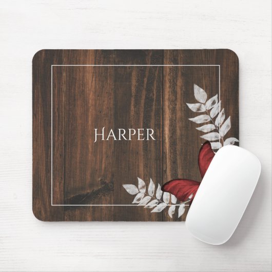 Rustikaler Rotschmetterling Personalisierter Mausp Mousepad (Mit Mouse)