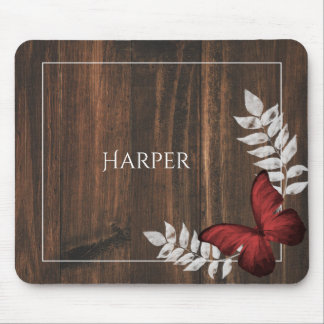 Rustikaler Rotschmetterling Personalisierter Mausp Mousepad