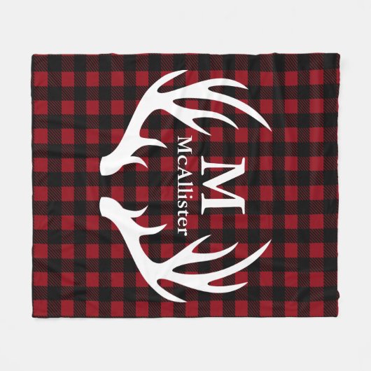 Rustikaler Rotwild-Geweih-Büffel-karierter Fleecedecke (Vorderseite (Horizontal))