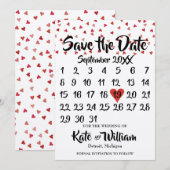 Rustikaler Ruby Red Liebe Herzkalender Save the Da Date (Vorne/Hinten)