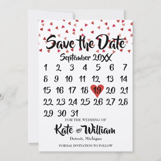 Rustikaler Ruby Red Liebe Herzkalender Save the Da Save The Date (Vorderseite)