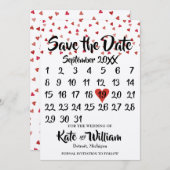 Rustikaler Ruby Red Liebe Herzkalender Save the Da Save The Date (Vorne/Hinten)
