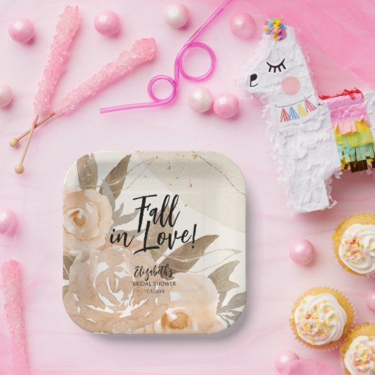 Rustikaler Rückgang der Liebe Herbst Blume Pappteller (Party)