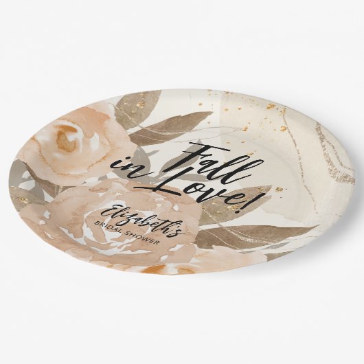 Rustikaler Rückgang der Liebe Herbst Blume Pappteller (Schrägansicht)