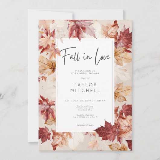 Rustikaler Rückgang der Liebe Herbst Creme Brautpa Einladung (Vorderseite)