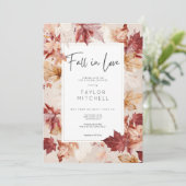 Rustikaler Rückgang der Liebe Herbst Creme Brautpa Einladung (Stehend Vorderseite)