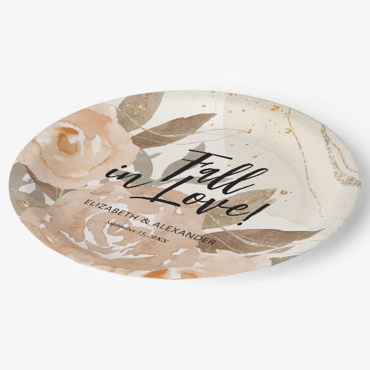 Rustikaler Rückgang der Liebe Peach Blume Pappteller (Schrägansicht)