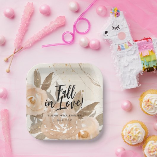 Rustikaler Rückgang der Liebe Peach Blume Pappteller (Party)