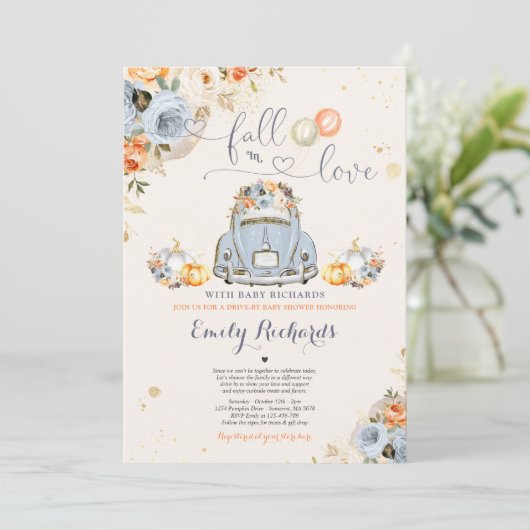 Rustikaler Rückgang der Liebe Pumpkin Drive durch Einladung (Stehend Vorderseite)