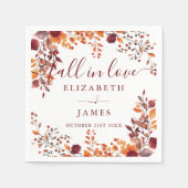 Rustikaler Rückgang in der Liebe Herbst Blumenfall Serviette (Vorderseite)