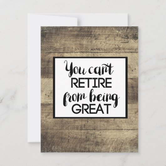 Rustikaler Ruhestand aus Braunholz Karte (Vorderseite)