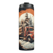 Rustikaler Rundholz Winter Sunset Thermosbecher (Vorderseite)