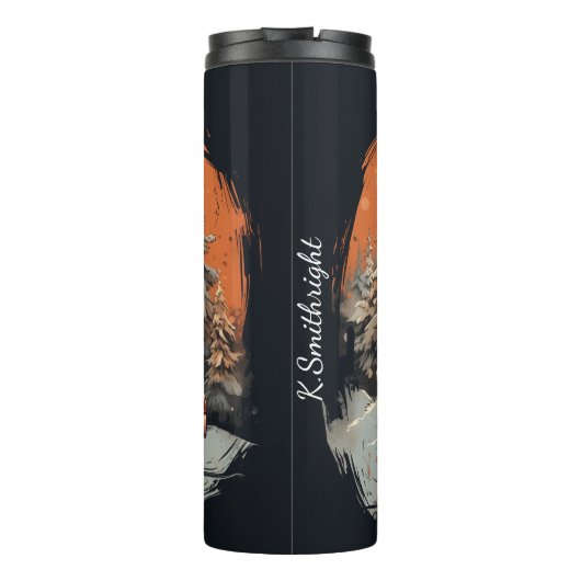 Rustikaler Rundholz Winter Sunset Thermosbecher (Rückseite)