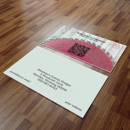 Rustikaler Rundsägehandwerker QR Code Visitenkarte