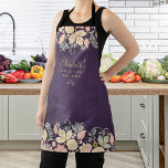 Rustikaler, rustikaler Koch Schürze<br><div class="desc">Koch personalisierte Vintage rustikale schicke Küchenecke mit zarten, rötlich rosa, peachy creme und sage grün floralen botanischen Wildblumen grenzt an einen dunklen lila Pflaumenboden. Es kann ein wunderschönes Geschenk für Ihre eigene Küche sein oder ein personalisiertes Geschenk für jemanden, der etwas Besonderes, Jubiläum, Geburtstag, Weihnachten, Brautparty oder ein Hochzeitsgeschenk hält....</div>