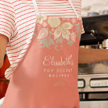 Rustikaler, rustikaler Koch Schürze<br><div class="desc">Koch personalisierte Vintage rustikale schicke Küche Schürze mit delikaten rot rosa, peachy creme und sage grün floralen botanischen Wildblumen grenzt an eine korallenorange Hintergrund. Es kann ein wunderschönes Geschenk für Ihre eigene Küche sein oder ein personalisiertes Geschenk für jemanden, der etwas Besonderes, Jubiläum, Geburtstag, Weihnachten, Brautparty oder ein Hochzeitsgeschenk hält....</div>