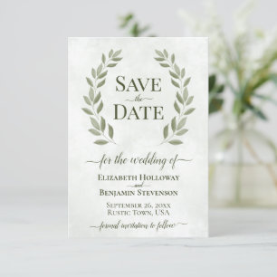 Rustikaler Sage Green Laurel Verlasse Elegante Hoc Save The Date