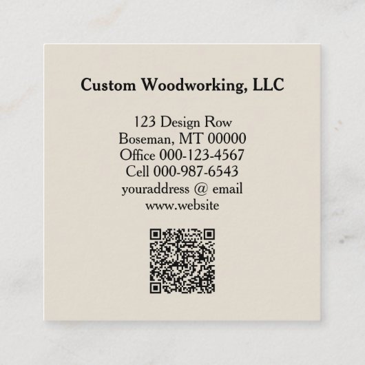 Rustikaler Sägeband Holzbearbeitungsmaschine QR-Co Quadratische Visitenkarte (Rückseite)