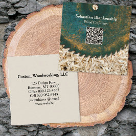 Rustikaler Sägeband Holzbearbeitungsmaschine QR-Co Quadratische Visitenkarte