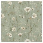 Rustikaler Salbei-Grün-Botanischer-Kühner-Vintage- Stoff (Nahaufnahme)