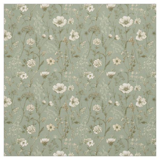 Rustikaler Salbei-Grün-Botanischer-Kühner-Vintage- Stoff (Muster)