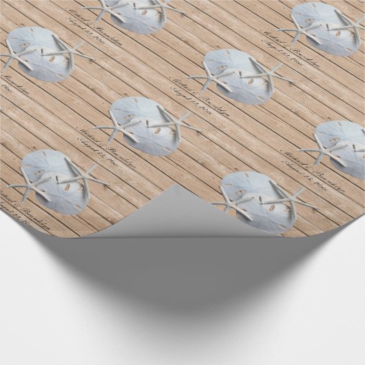 Rustikaler Sand Dollar Starfish Geschenkwrake Geschenkpapier (Ecke)