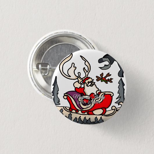 Rustikaler Santa in Sleigh mit Lattern Button (Vorne & Hinten)