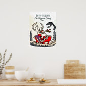 Rustikaler Santa in Sleigh mit Lattern Poster (Küche)