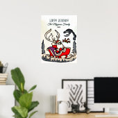 Rustikaler Santa in Sleigh mit Lattern Poster (Heimbüro)
