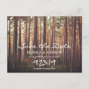 Rustikaler Save the Date Waldbaum Postkarte