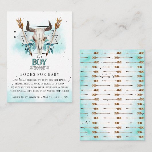 Rustikaler Schädel und Pfeil | Das ist ein Junge | Begleitkarte (Vorne/Hinten)