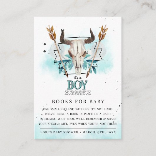 Rustikaler Schädel und Pfeil | Das ist ein Junge | Begleitkarte (Vorderseite)