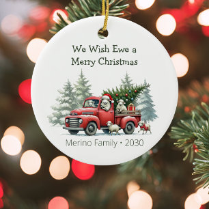 Rustikaler Schafroter Lkw Keramik Ornament