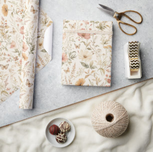 Rustikaler Schick mit Wildblumen-Schmetterlings-Bo Geschenkpapier