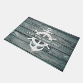 Rustikaler Schiffsname Radanker Treibholz Fußmatte (Schrägansicht)