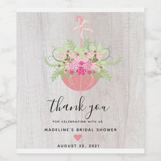 Rustikaler Schirm| Brautparty Weinetiketten Weinetikett (Einzelnes Label)