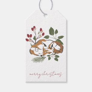 Rustikaler Schlaffox Grüne Weihnachtsgeschenk Tag Geschenkanhänger