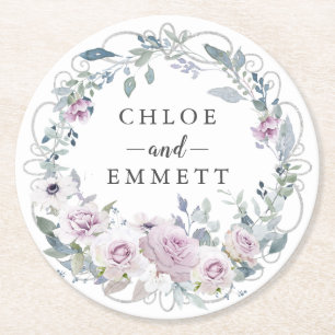 Rustikaler Schlag, Lila Rose Runder Pappuntersetzer