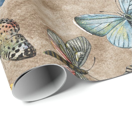 Rustikaler Schmetterling Geschenkpapier (Rolleneckpunkt)