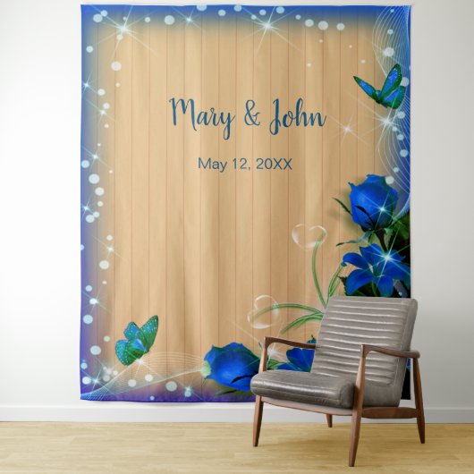 Rustikaler Schmetterling-Hintergrund aus blauem Ho Wandteppich (Beispiel)