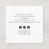 Rustikaler Schmuckdesigner Social Media Quadratische Visitenkarte (Rückseite)