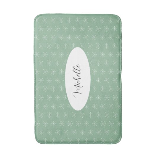 Rustikaler Schnee auf Grün Badematte (Vorderseite Vertikal)