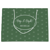 Rustikaler Schnee auf Grün Große Geschenktüte (Vorderseite)