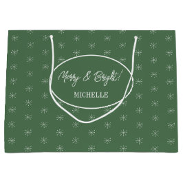 Rustikaler Schnee auf Grün Große Geschenktüte