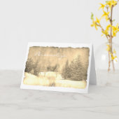 Rustikaler Schnee ewig-grüne Winterszene Gold Perg Karte (Gelbe Blume)
