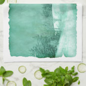 Rustikaler Schnee immergrün Winterszene Pergament  Geschirrtuch (Gefaltet)