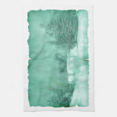 Rustikaler Schnee immergrün Winterszene Pergament  Geschirrtuch (Vertikal)