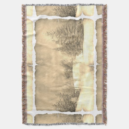 Rustikaler Schnee immergrüne Winterszene auf Perga Decke (Vorderseite Vertikal)